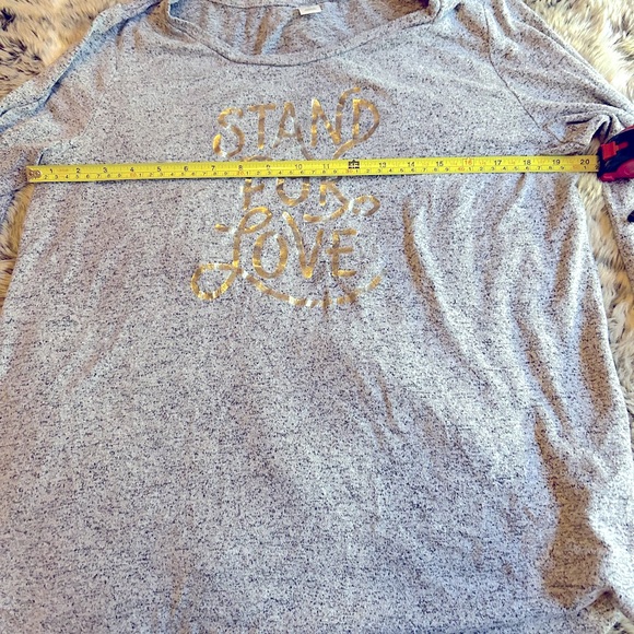 Soft Comfortable Stand For Love Foil Gold Letter Long Sleeve Round Hem Stretch L - Picture 3 of 5